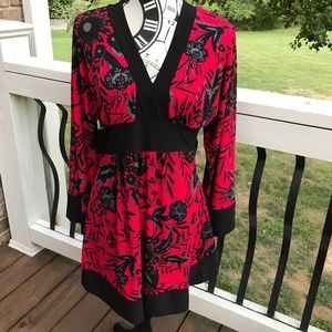 Asian-Inspired Tunic Mini Dress Kimono Bell Sleeves Empire Waist | M/L